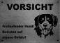 Preview: Edelstahl Warnschild Entlebucher Sennenhund VORSICHT Freilaufender Hund! Betreten auf eigene Gefahr!